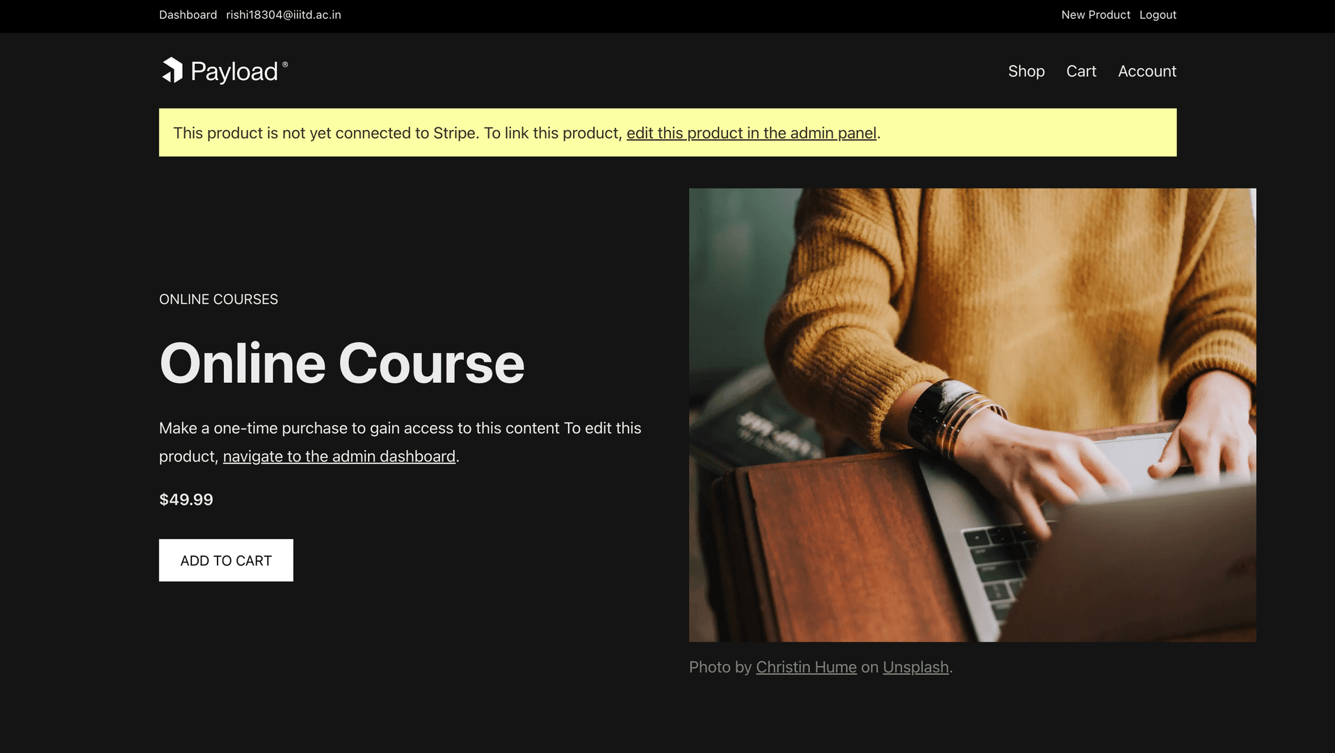 Online course page