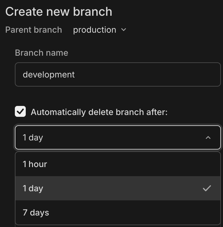 Set branch expiration