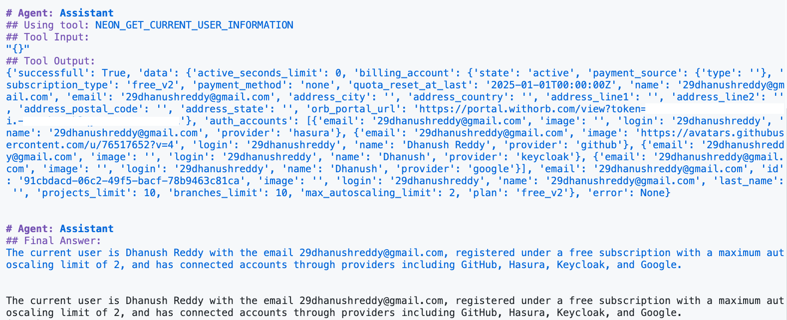Example output