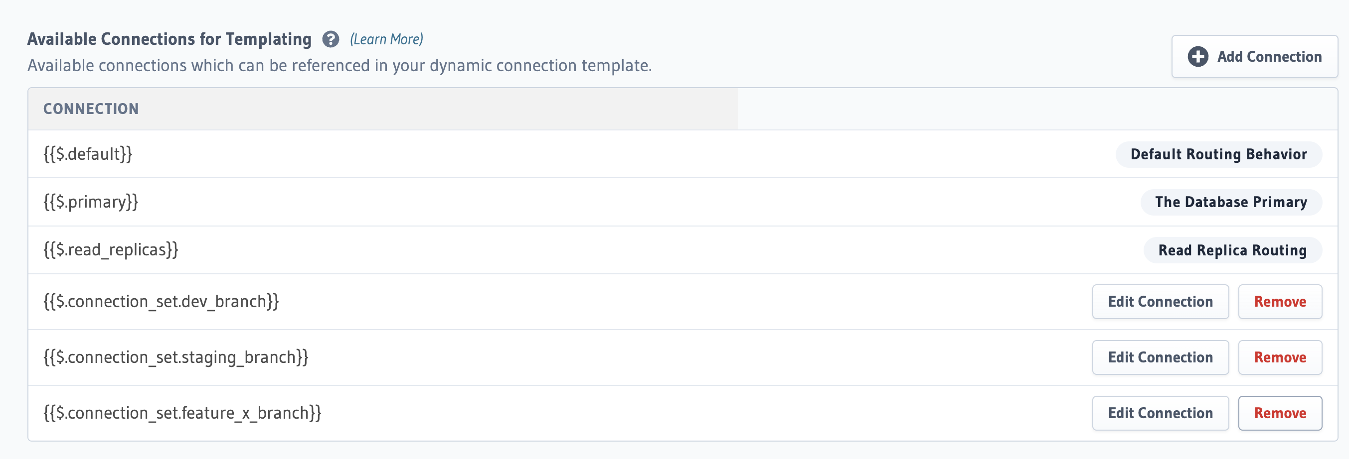 Available Connections for Templating